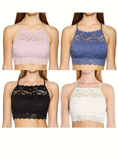 Women's White&Pink&Black&Blue Lace Floral Top - product view 8