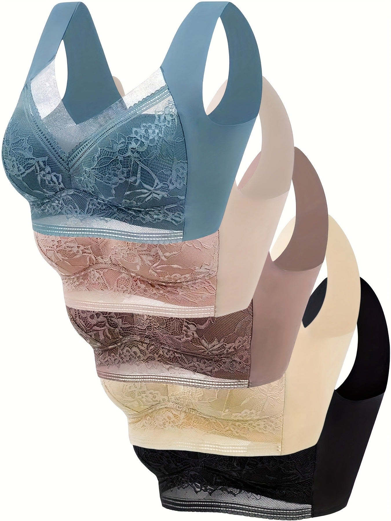 Women's Mixed colors Lace Floral Bra - product view 3
