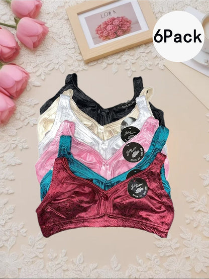 Women's Mixed Color Satin Floral Bra - product view 1