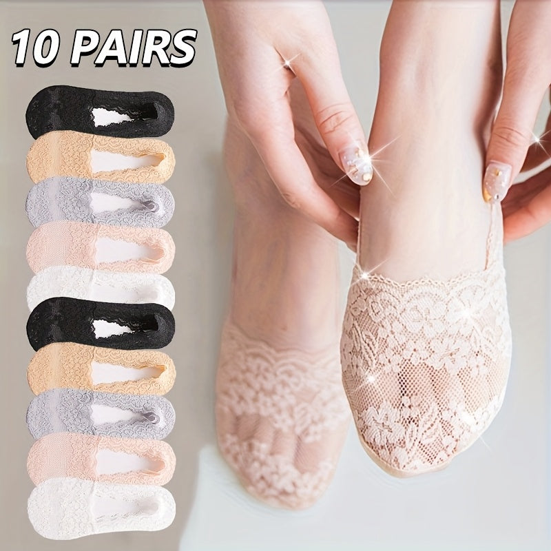 Women's Lace Detail Ankle Socks - 10-Pair Pack variant image