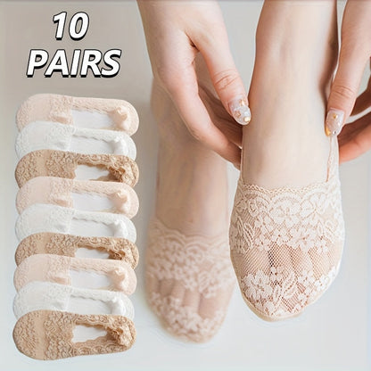 Women's Lace Detail Ankle Socks - 10-Pair Pack