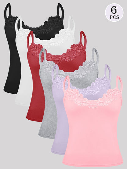 Women's Lace Detail Camisole - Classic Neck Sleeveless