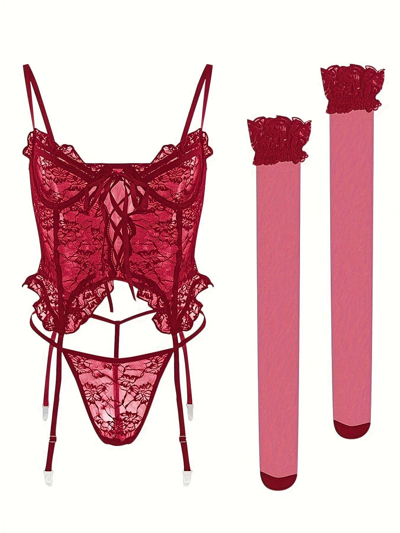 Women's Lace Lingerie Bodysuit - Deep-V Open-Back Lace Design 30501
