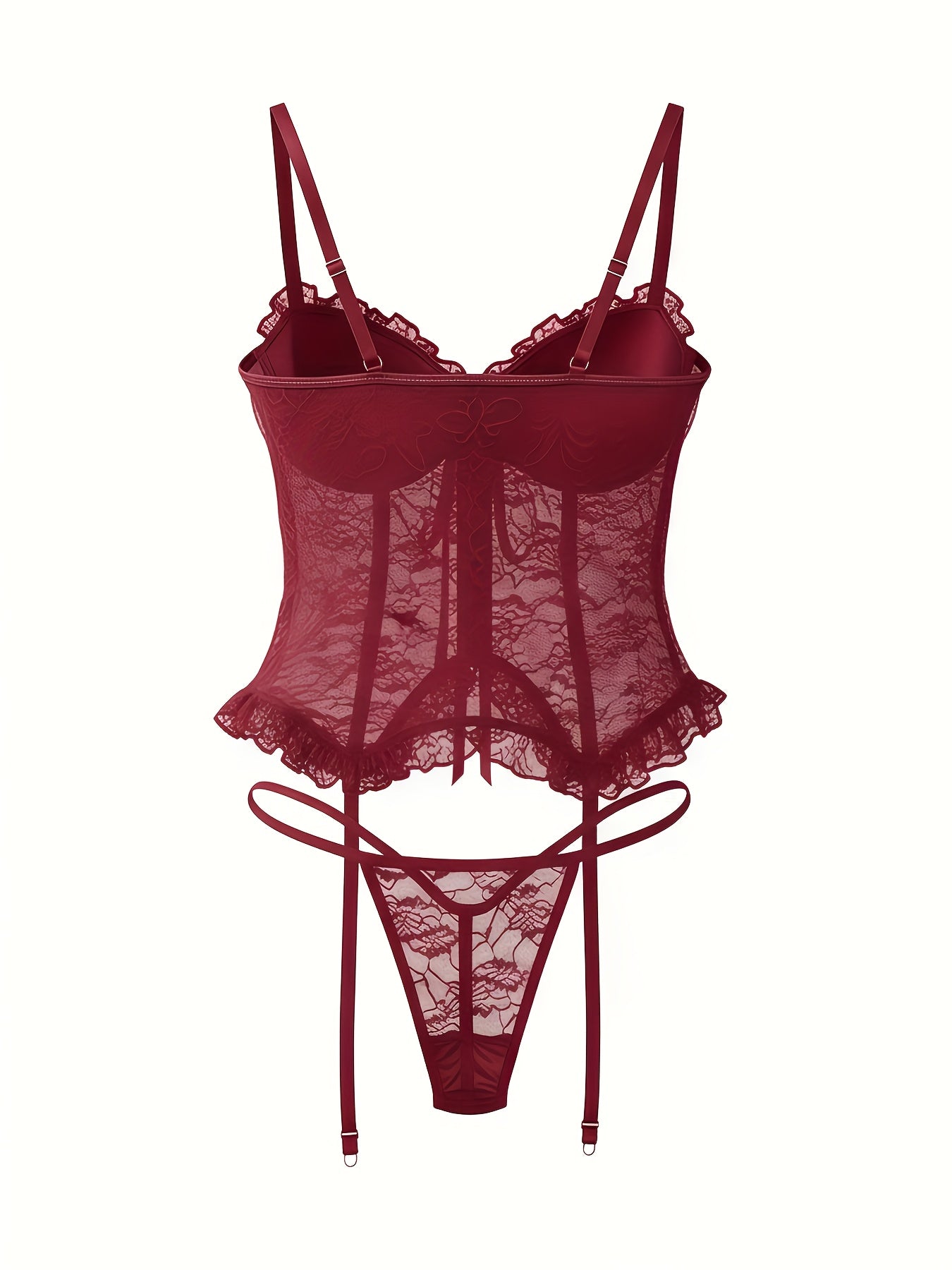 Women's Lace Lingerie Bodysuit - Deep-V Open-Back Lace Design 30501