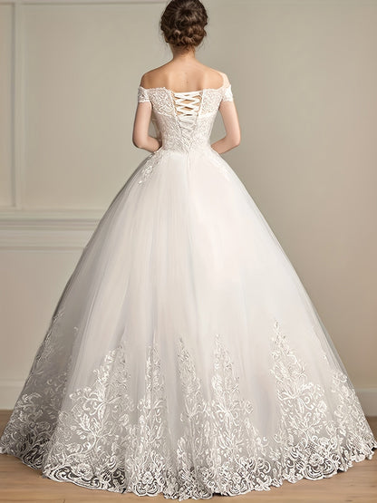 Women's Lace Off Shoulder Wedding Dress - Easy Styling detail image - detail view 10