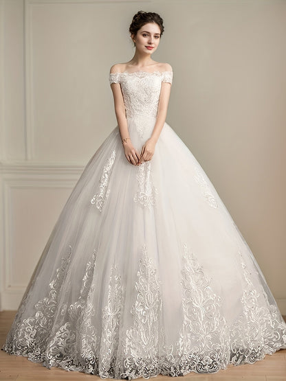 Women's Lace Off Shoulder Wedding Dress - Easy Styling detail image - detail view 3