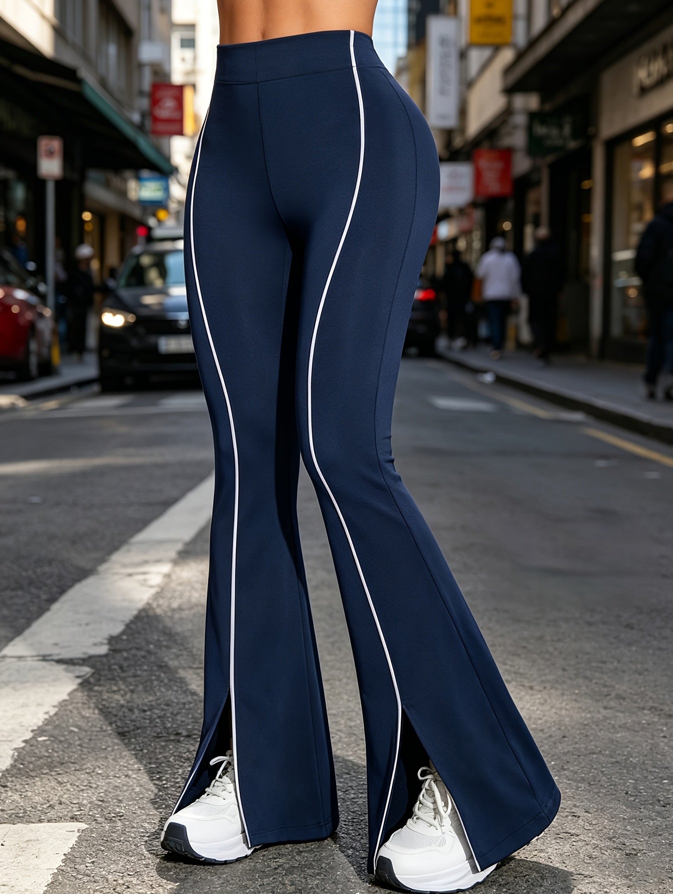 Women's Black Polyester High-Waist Leggings - product view 15