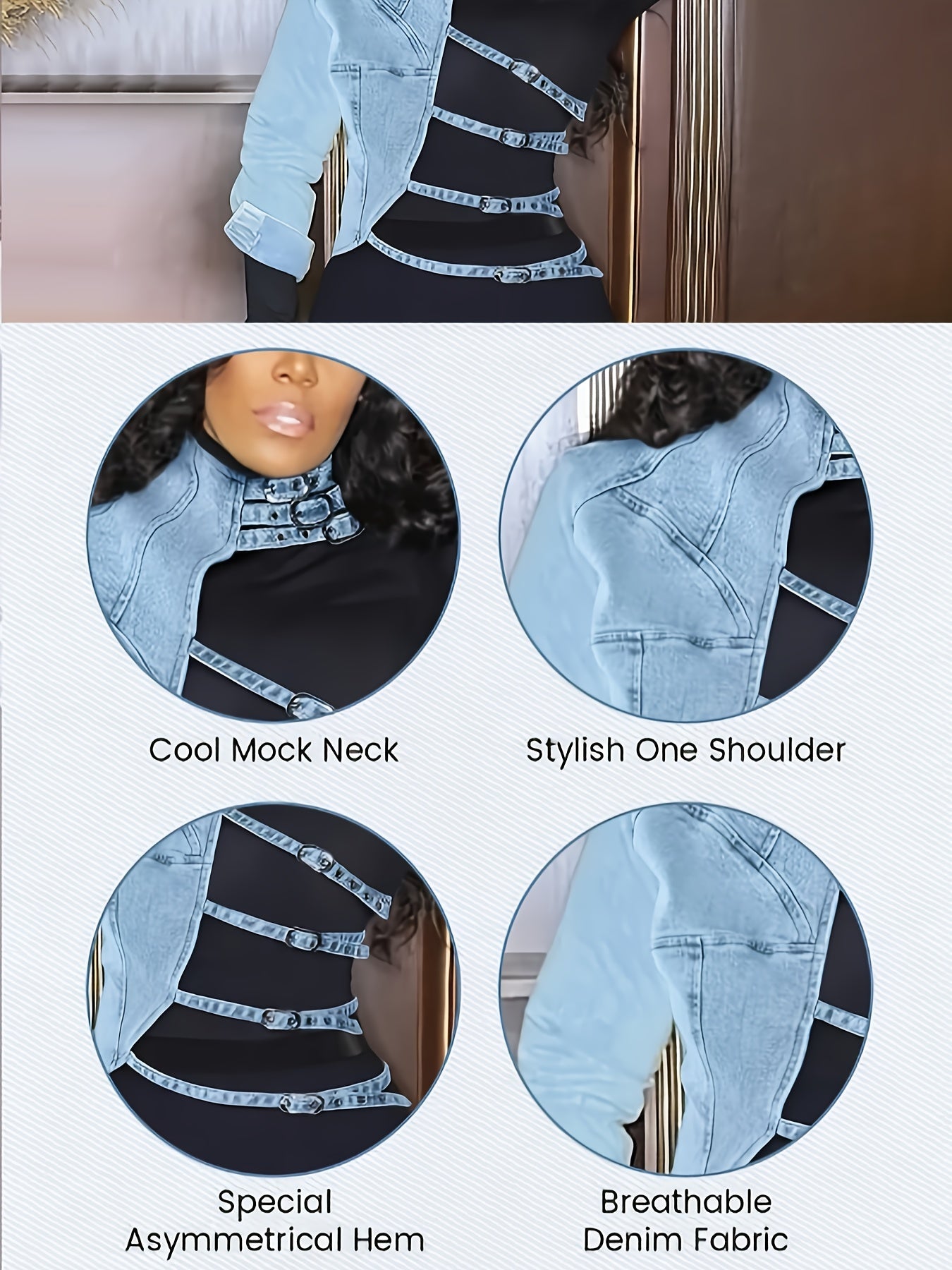 Women's Lightweight Denim Pullover Jacket detail image - detail view 3