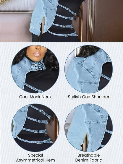 Women's Lightweight Denim Pullover Jacket detail image - detail view 3