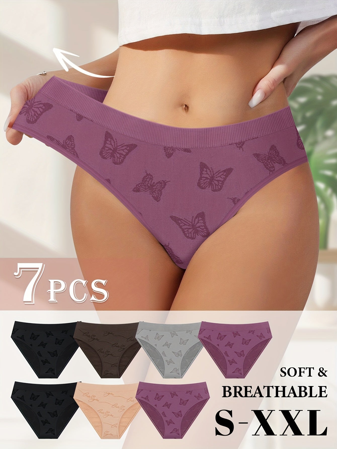 Women's Low-Rise Briefs - Butterfly Print Everyday Comfort