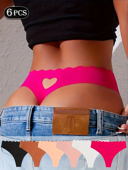 Women's Low-Rise Seamless Thongs - Heart Detail Daily Comfort