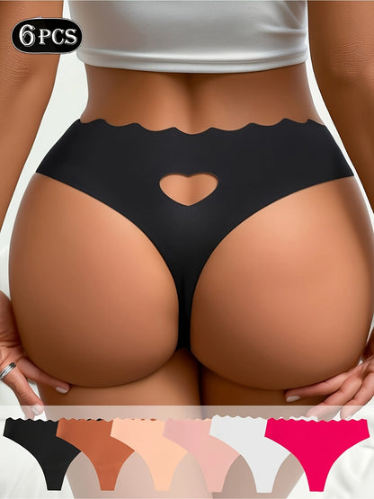 Women's Low-Rise Seamless Thongs - Heart Detail Daily Comfort