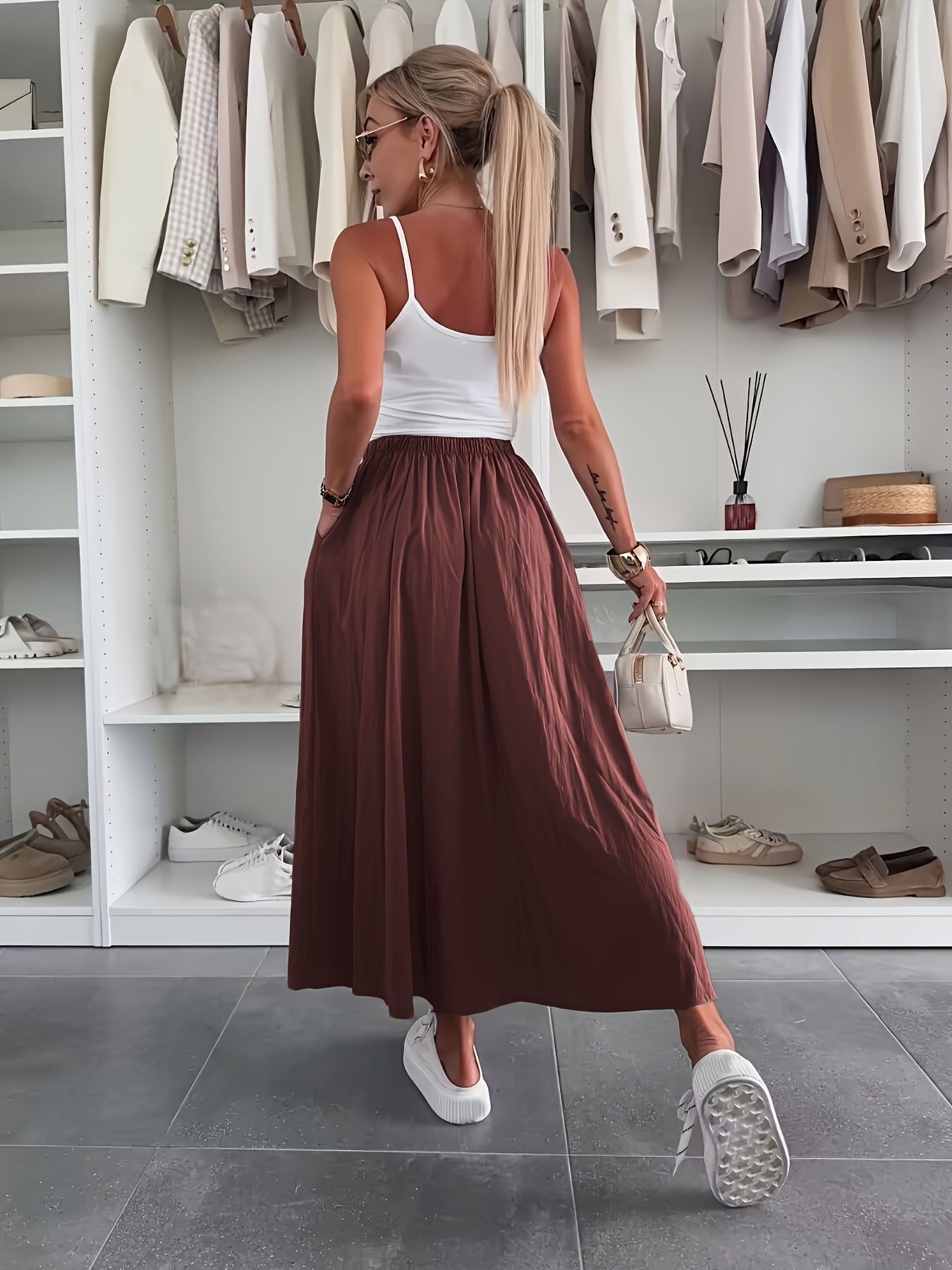 Women's Maxi Skirt - High-Waist detail image - detail view 6