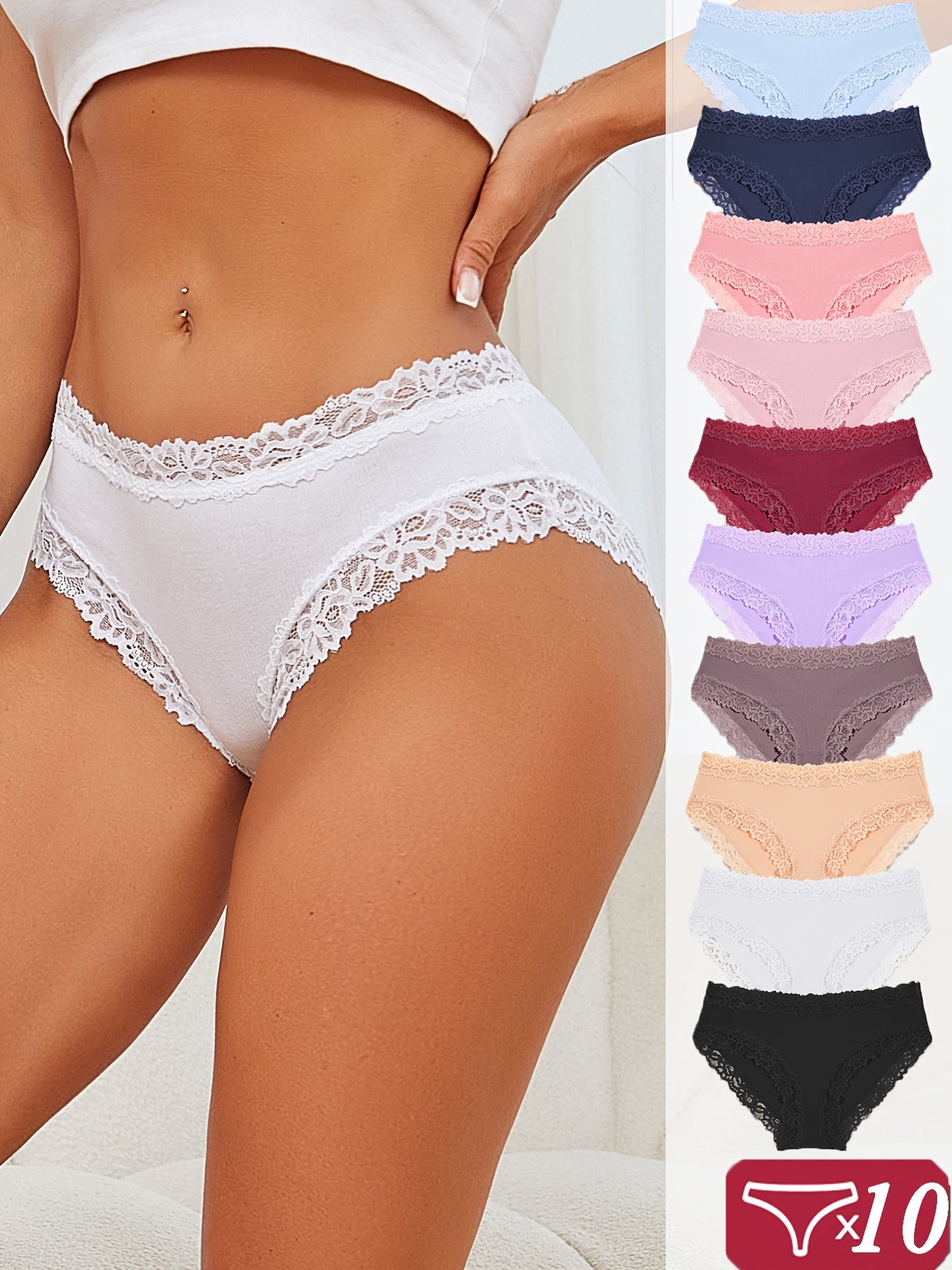 Women's Mid-Rise Briefs - Lace Everyday Comfort