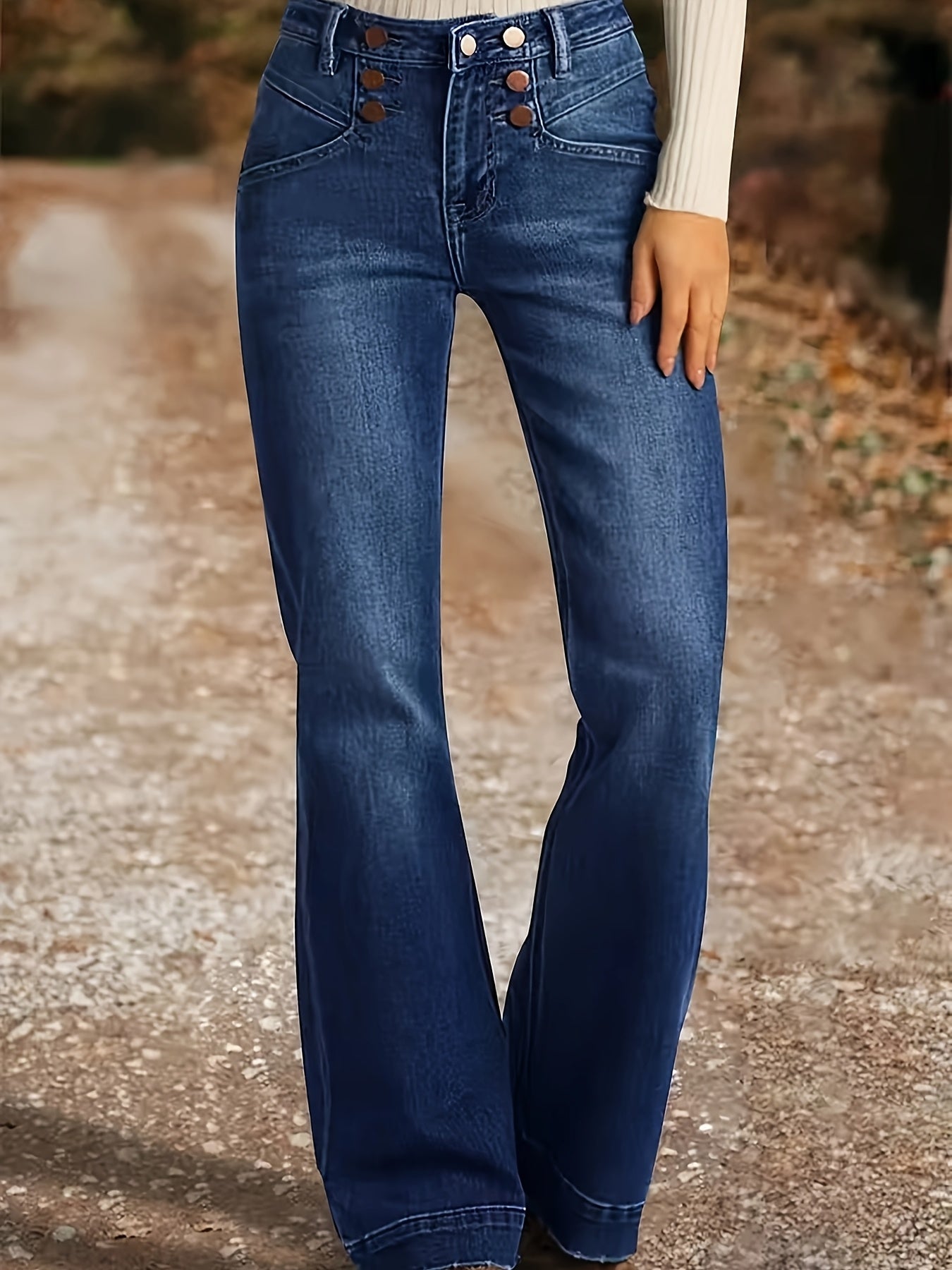 Women's Dark Blue Denim Jeans - product view 3