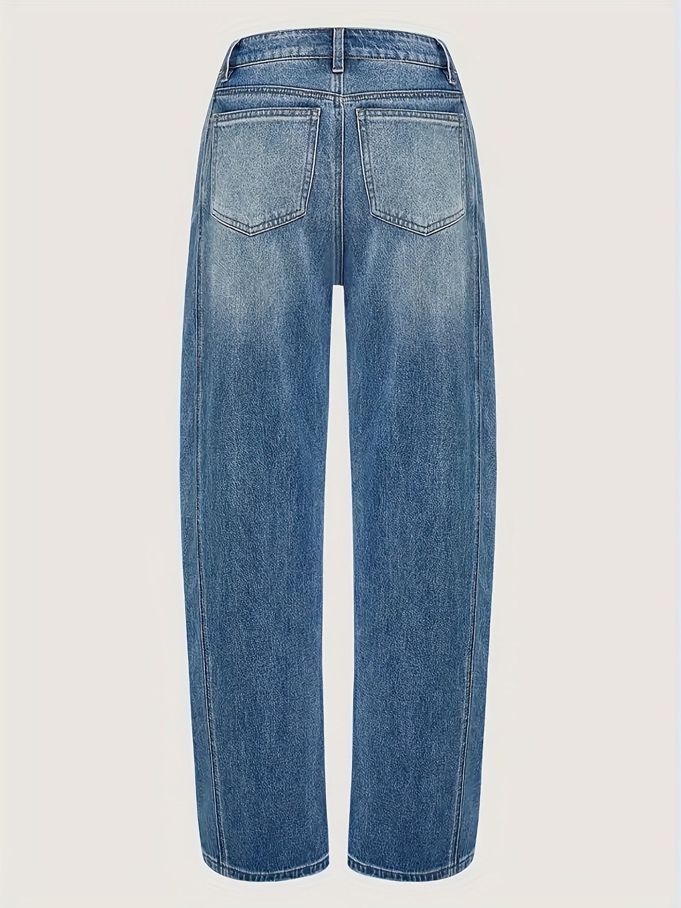 Women's Mid-Rise Wide Leg Jeans - Medium Blue Vintage Wash Stretch detail image - detail view 4