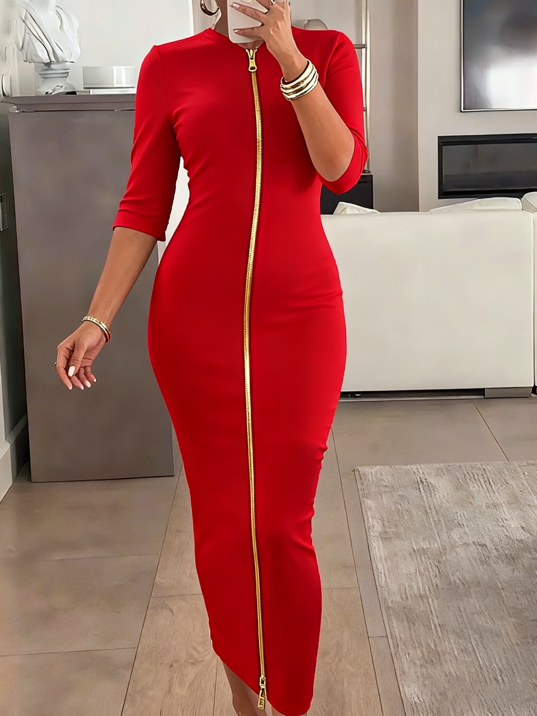 Women's Red Slim-Fit Dress - product view 11