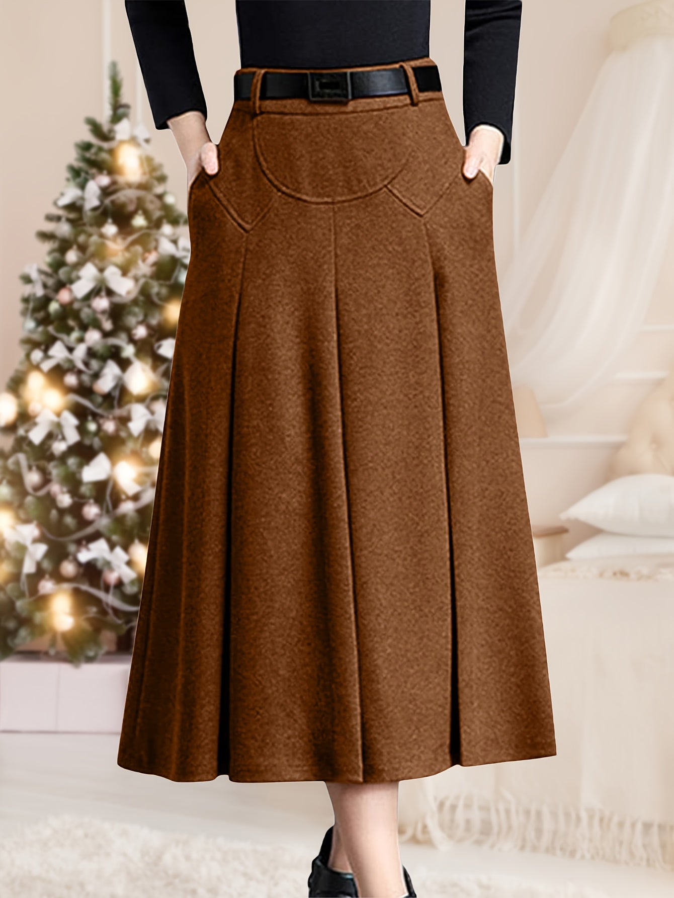 Women's Black High-Waist Pleated Skirt - product view 9
