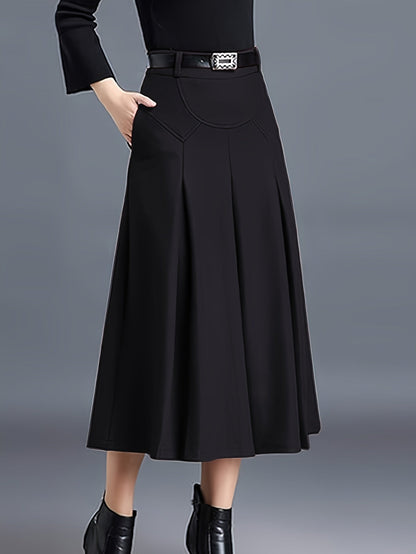 Women's Midi Pleated Skirt - High-Waist Pocket Detail detail image - detail view 10