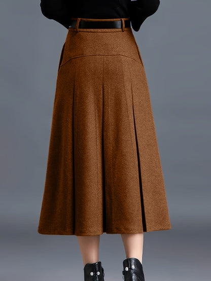 Women's Midi Pleated Skirt - High-Waist Pocket Detail detail image - detail view 12