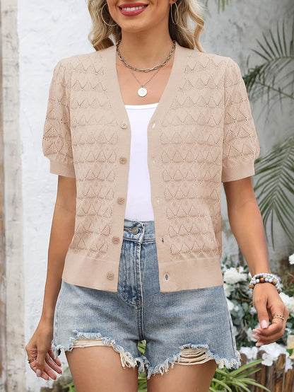 Women's Openwork Denim Open-Front Cardigan Travel 469 detail image - detail view 17