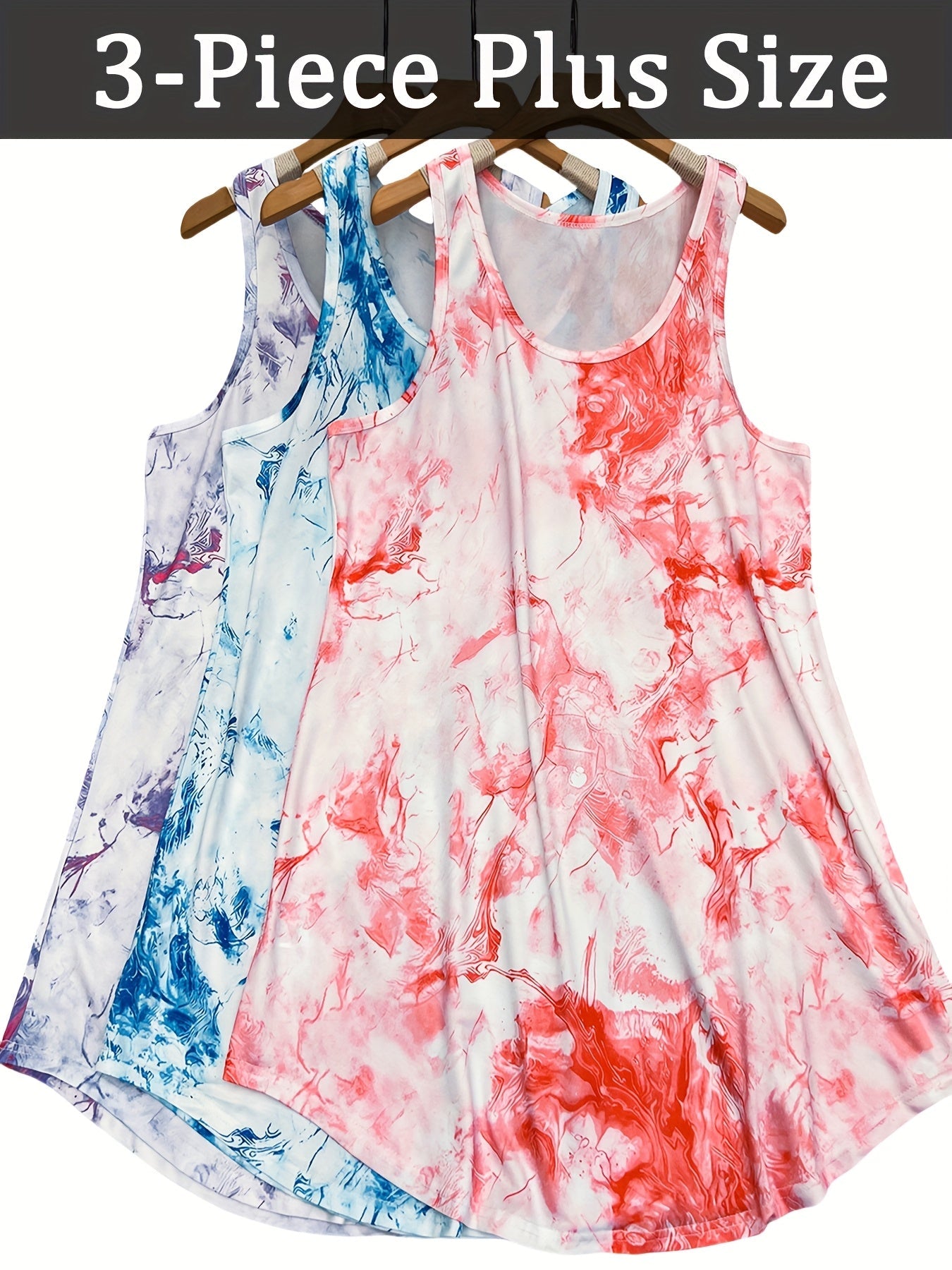 Women's Pink Purple Blue Polyester Printed Sleeveless Dress - product view 8
