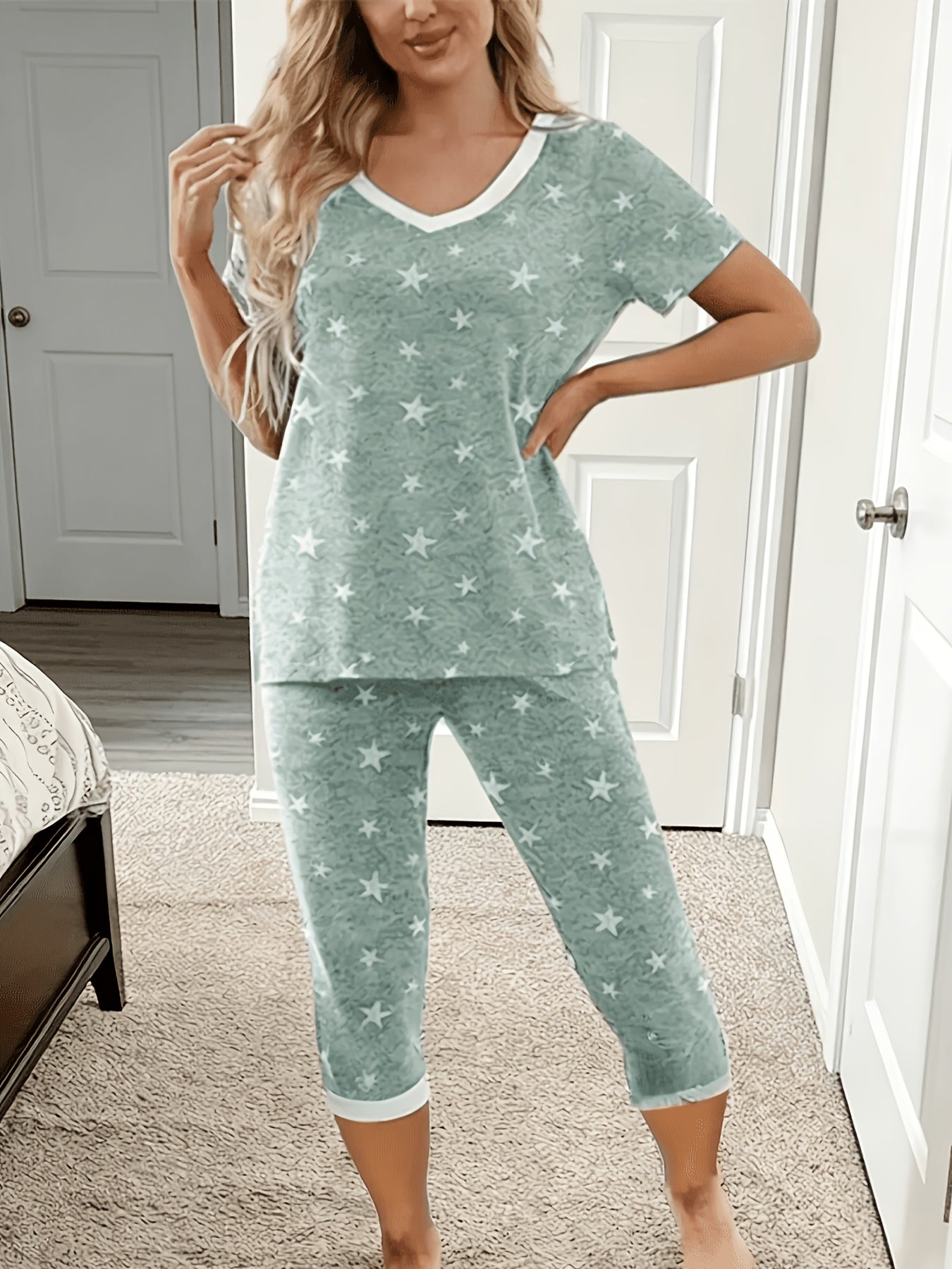 Women's Pajama Set - 2-Piece Solid Color Comfort