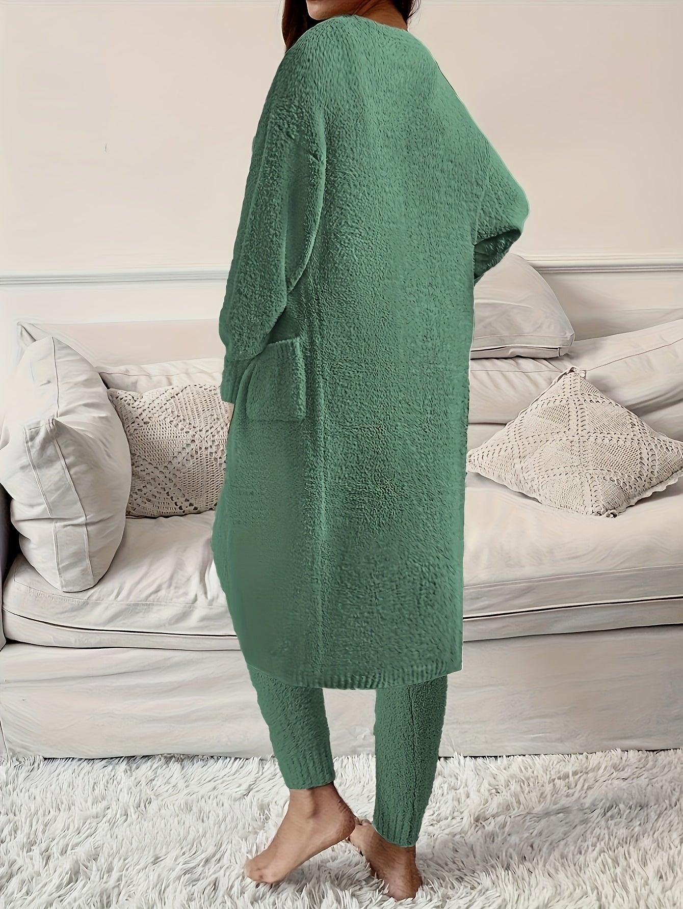 Women's Pajama Set - 3-Piece Solid Color Comfort, Khaki