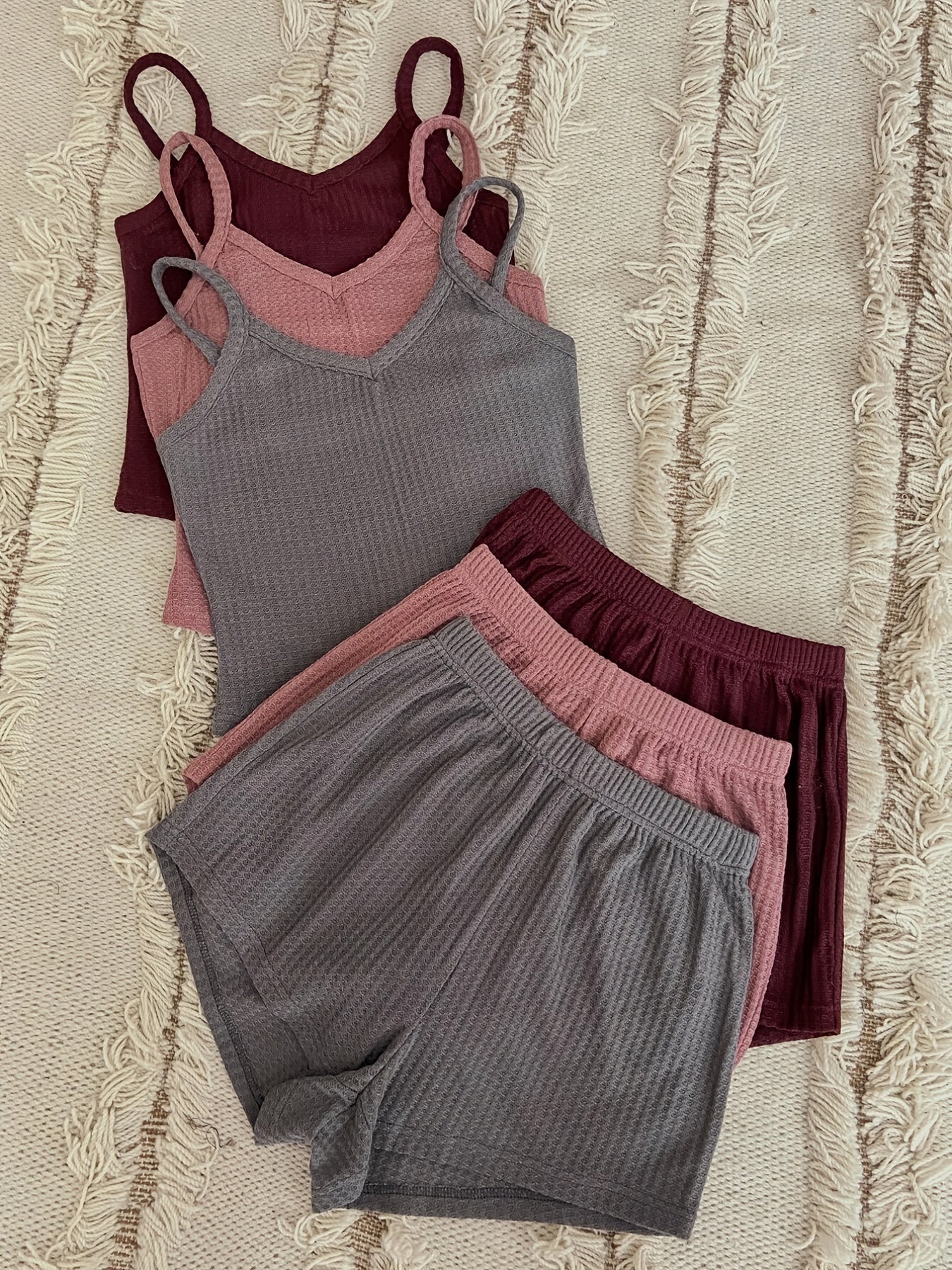 Women's Pajama Set - 6-Piece Solid Color Comfort