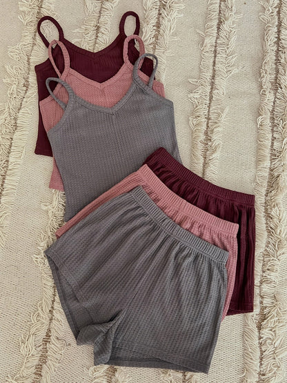 Women's Pajama Set - 6-Piece Solid Color Comfort