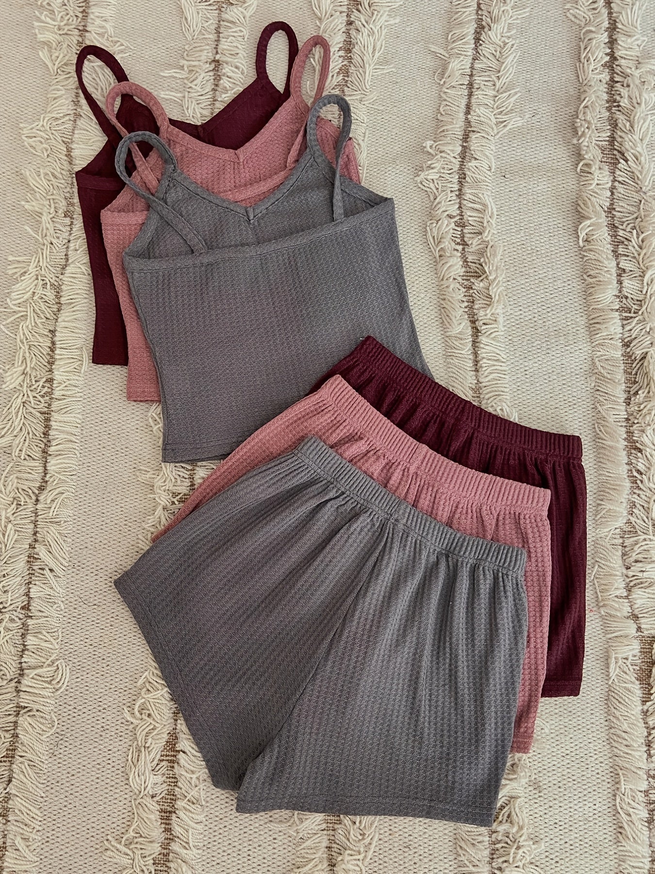 Women's Pajama Set - 6-Piece Solid Color Comfort