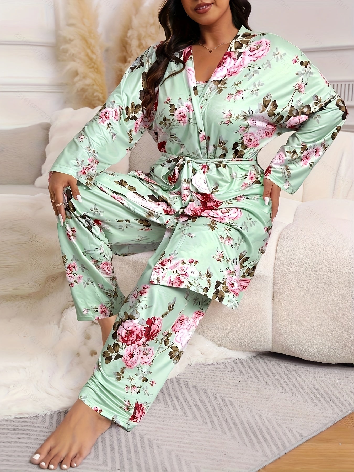 Women's Pajama Set - Floral Print 316325 detail image - detail view 3