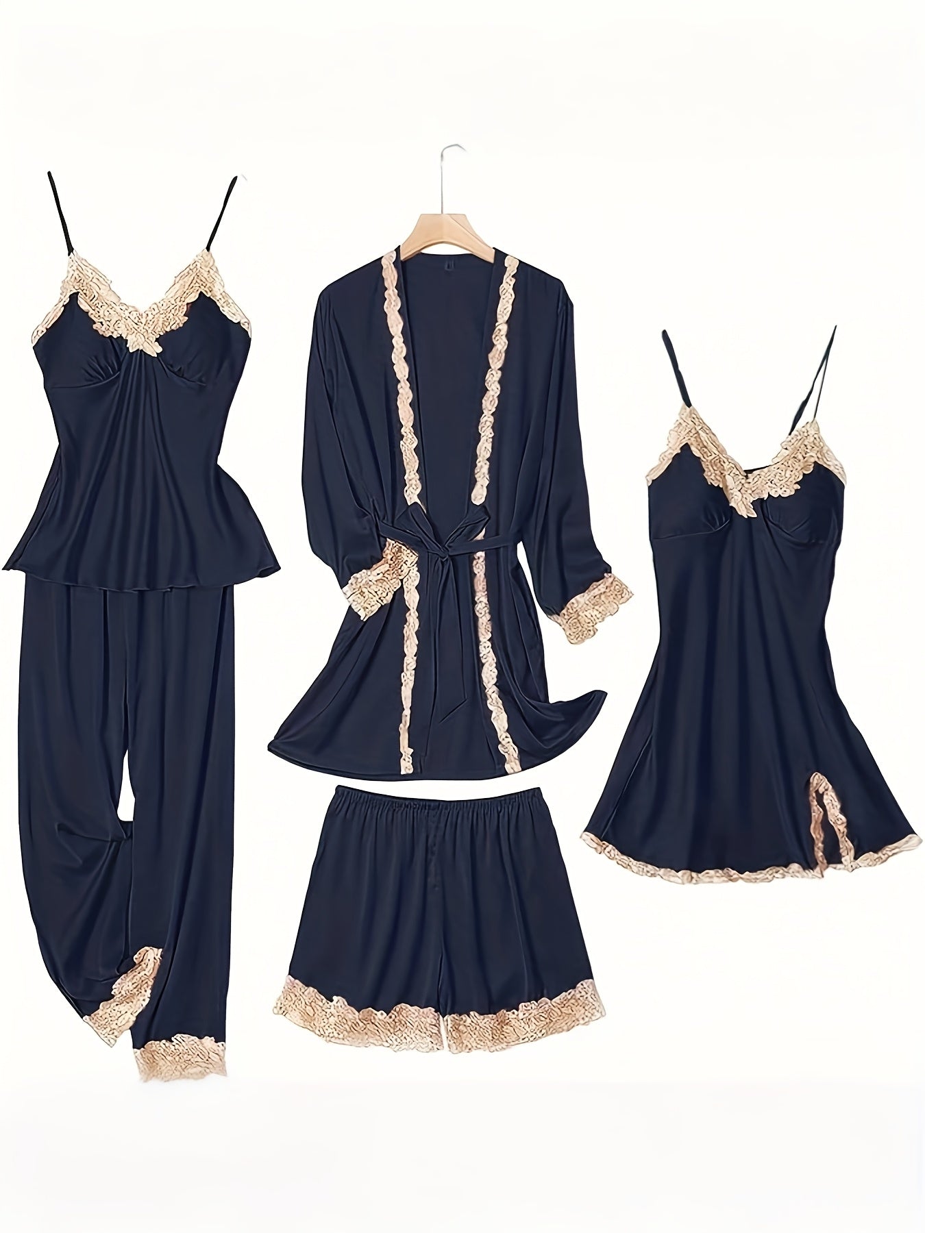 Women's Pajama Set - Satin Lace