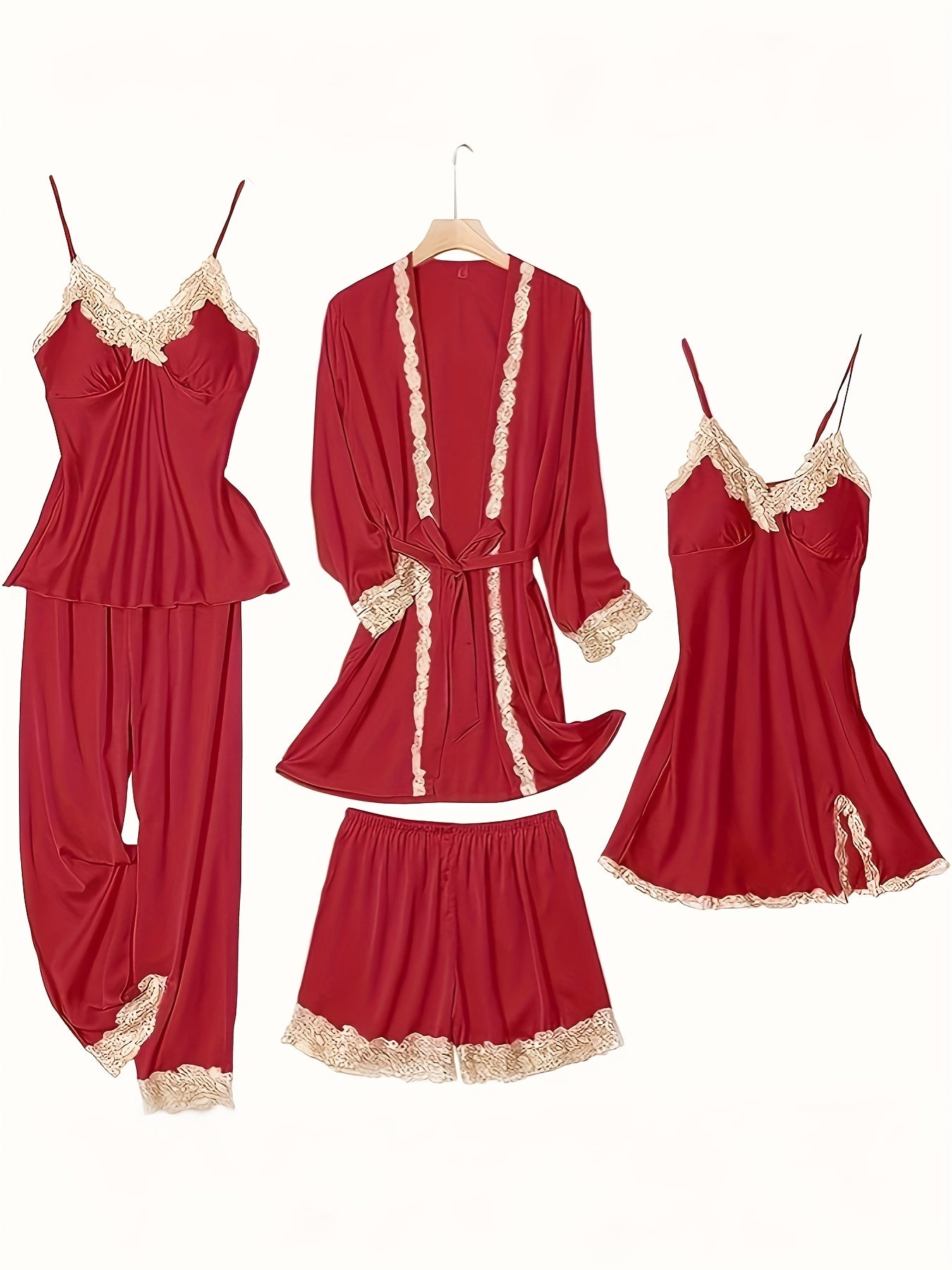 Women's Pajama Set - Satin Lace