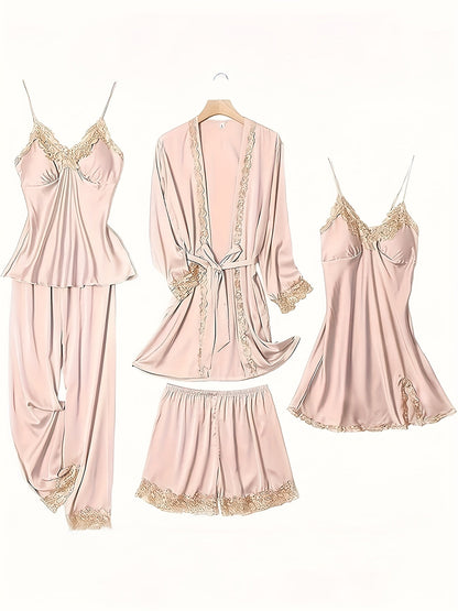 Women's Pajama Set - Satin Lace