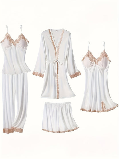 Women's Pajama Set - Satin Lace