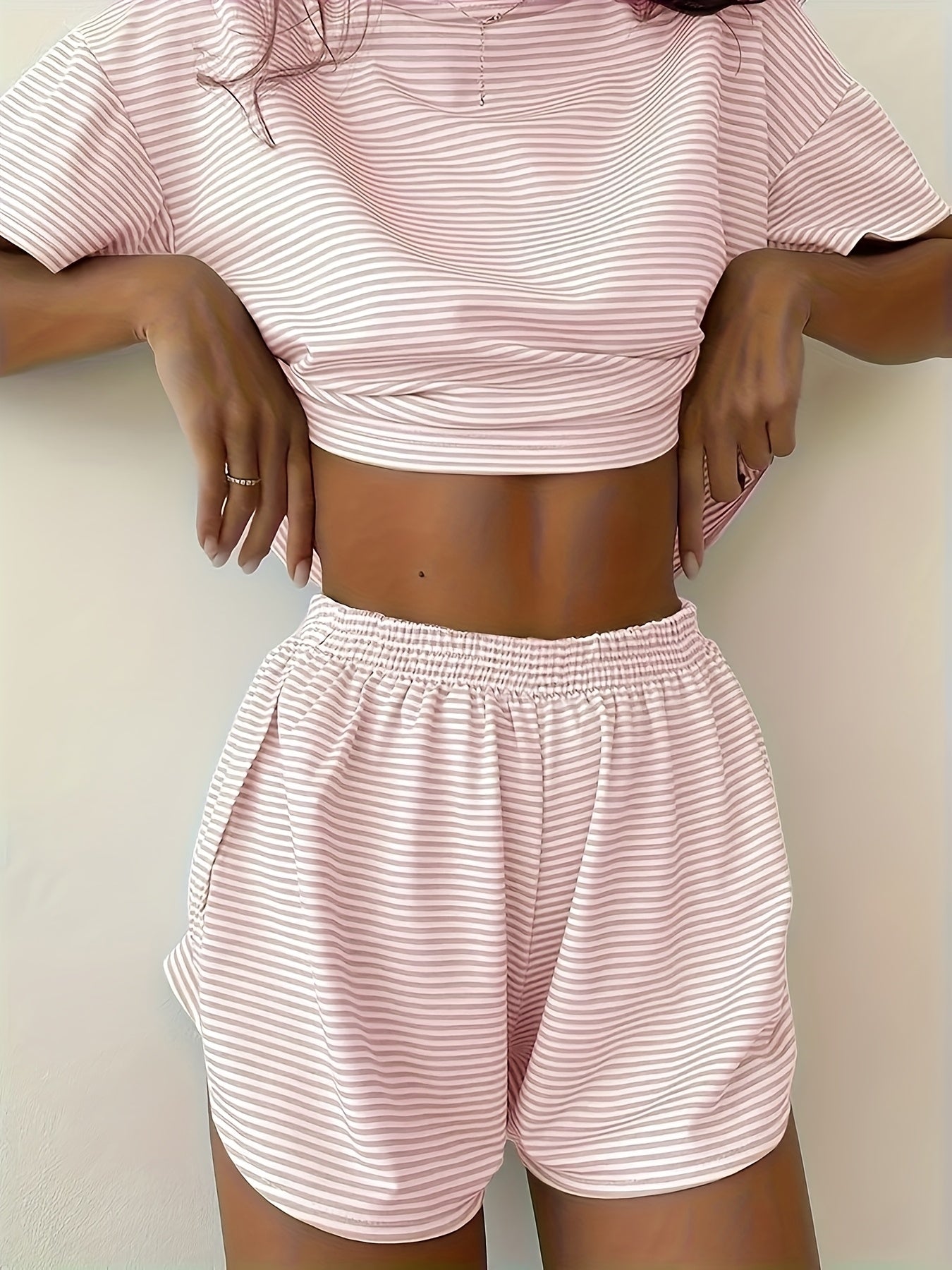 Women's Pajama Set - Striped Graphic