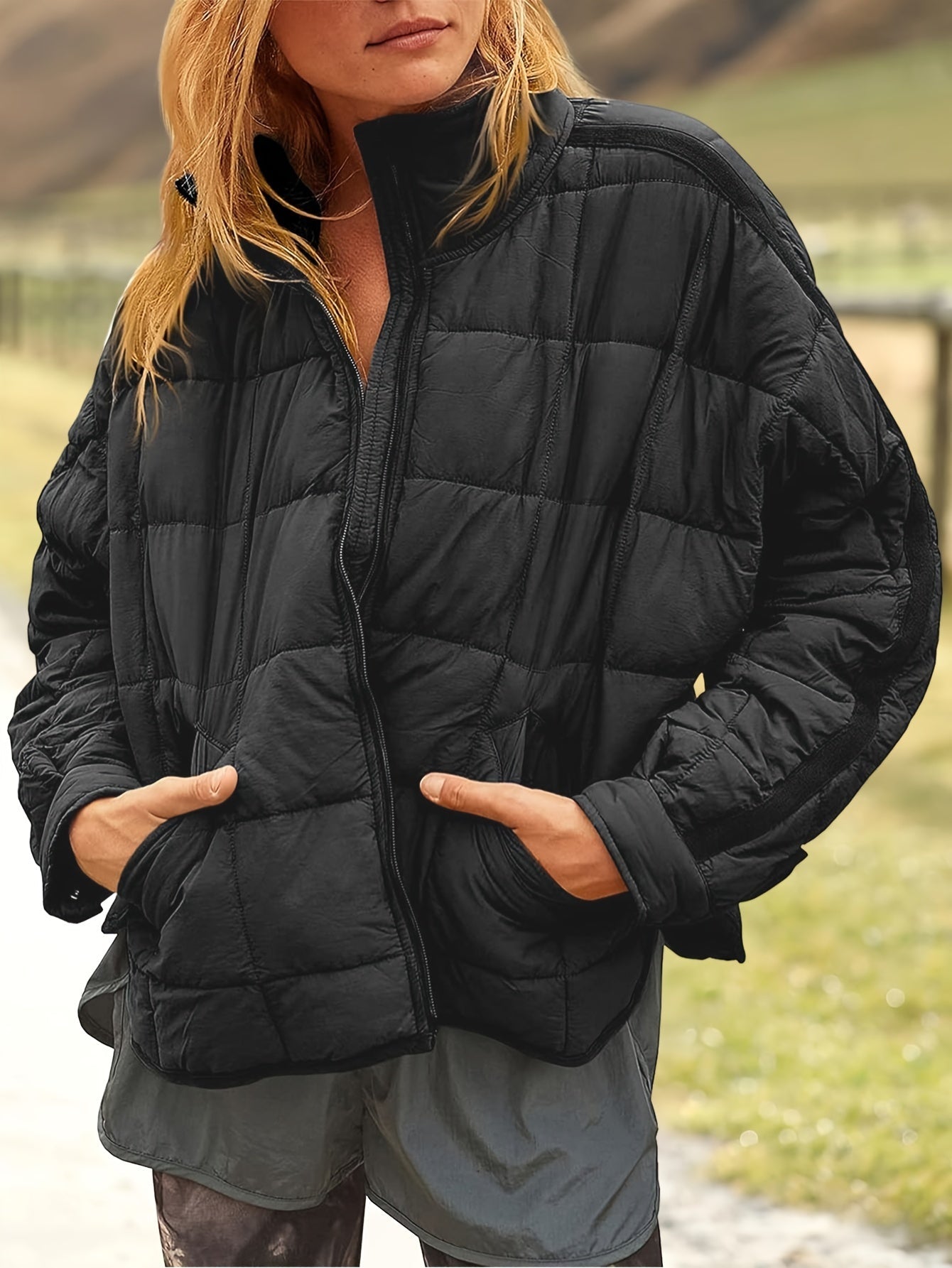Women's Quilted Denim Pullover Jacket Everyday 061 detail image