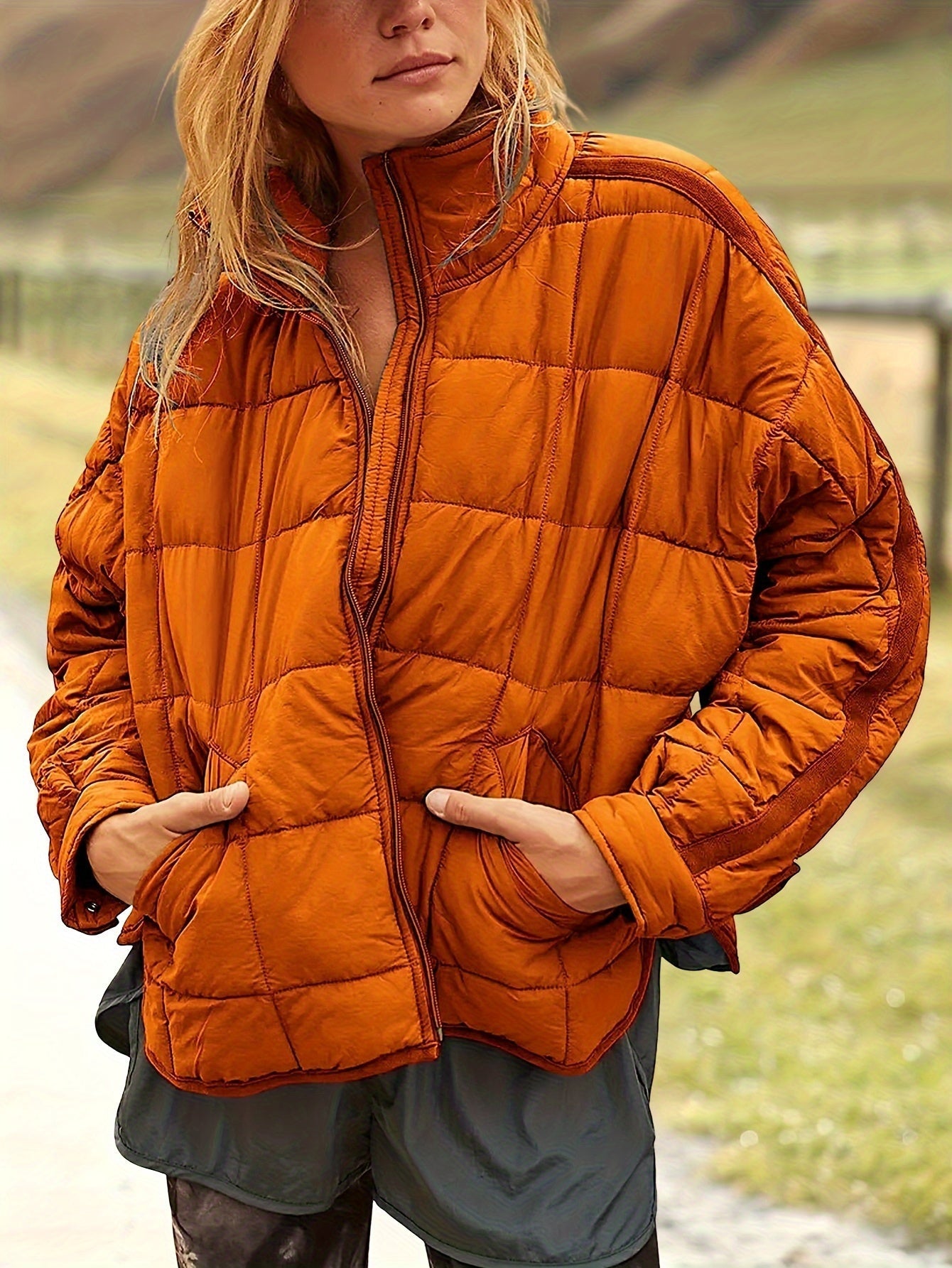 Women's Quilted Denim Pullover Jacket Everyday 061 detail image - detail view 11