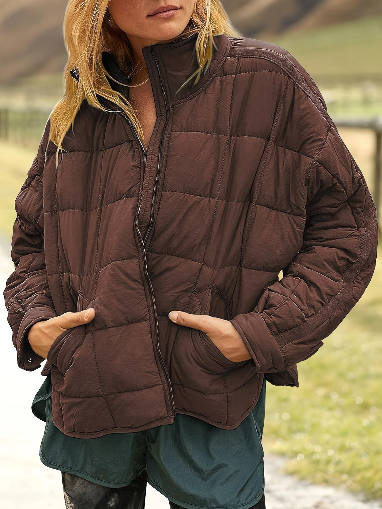 Women's Quilted Denim Pullover Jacket Everyday 061 detail image - detail view 12