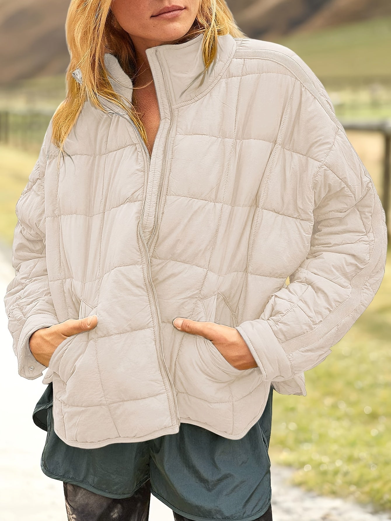 Women's Quilted Denim Pullover Jacket Everyday 061 detail image - detail view 13