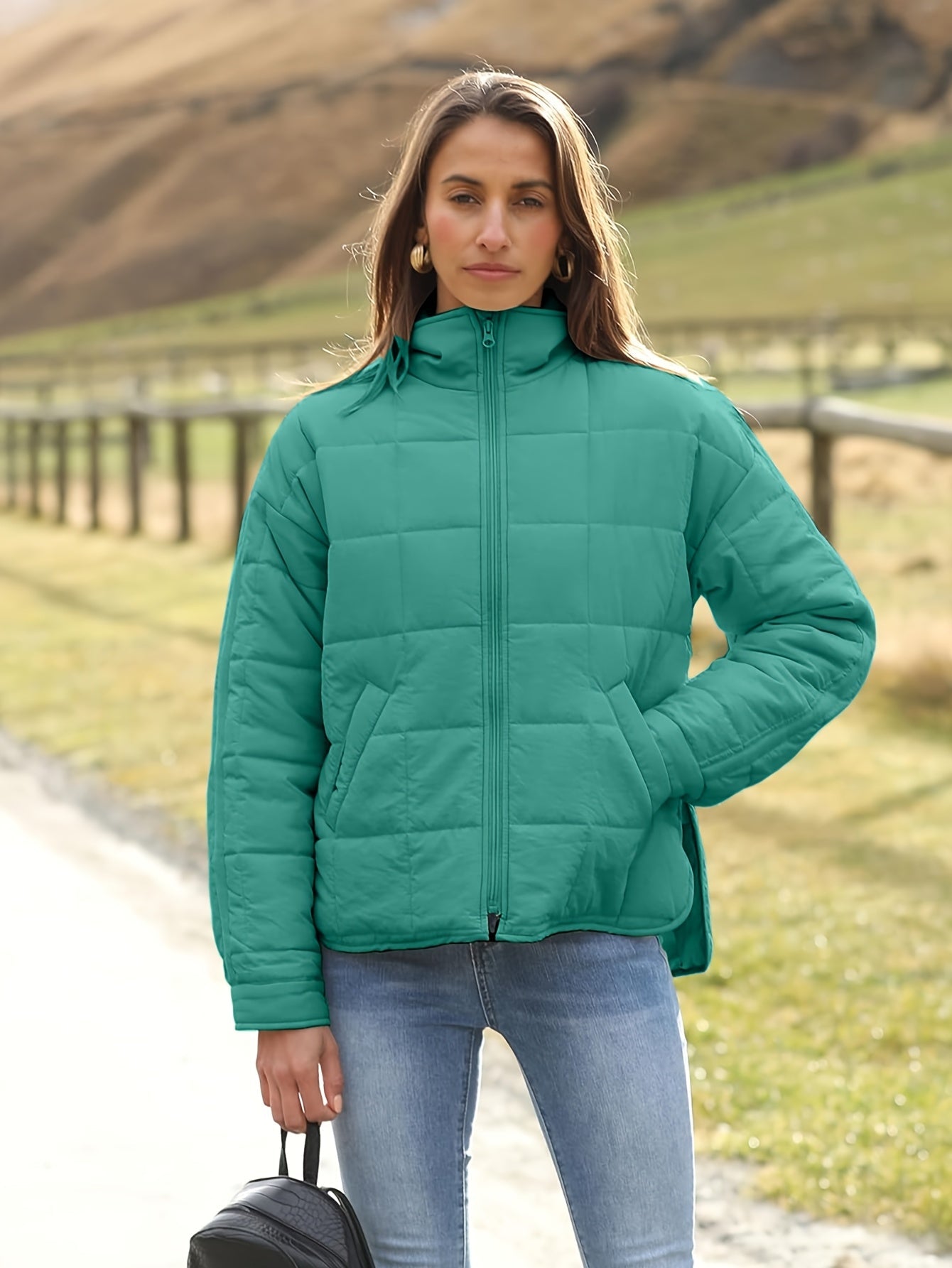 Women's Quilted Denim Pullover Jacket Everyday 061 detail image - detail view 16