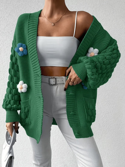 Women's Relaxed Denim Floral Cardigan