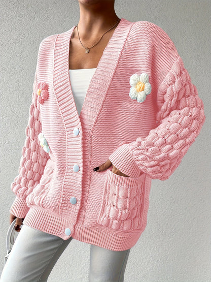 Women's Relaxed Denim Floral Cardigan
