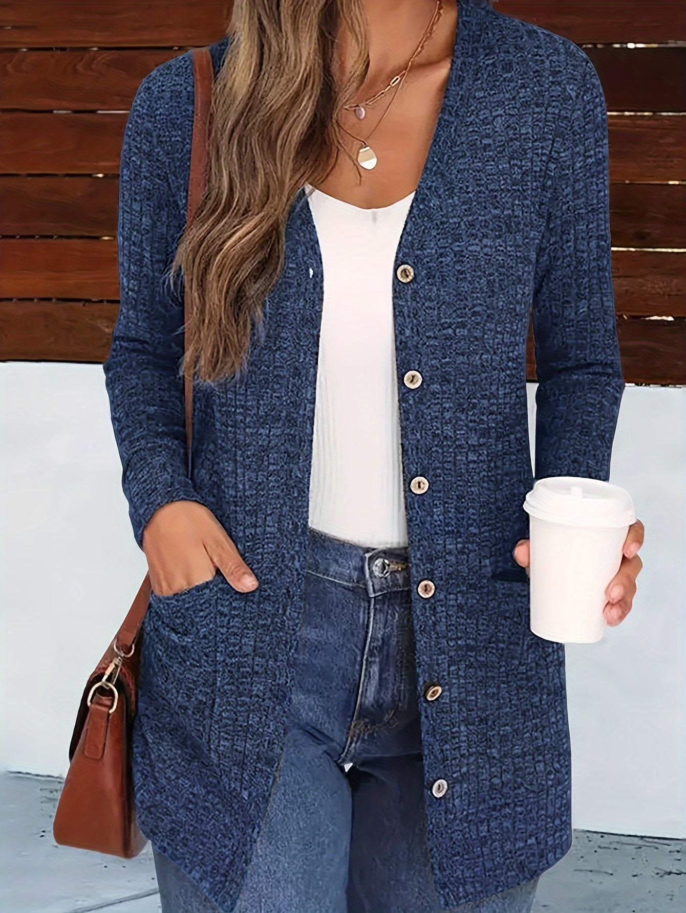 Women's Blue Lace Utility V-Neck Cardigan - product view 8