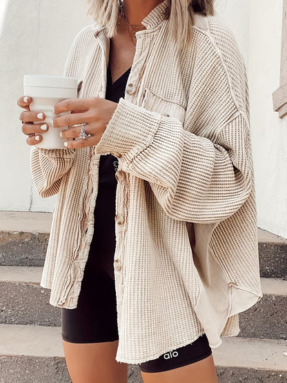 Women's Coffee Brown Knit Oversized Jacket - product view 12