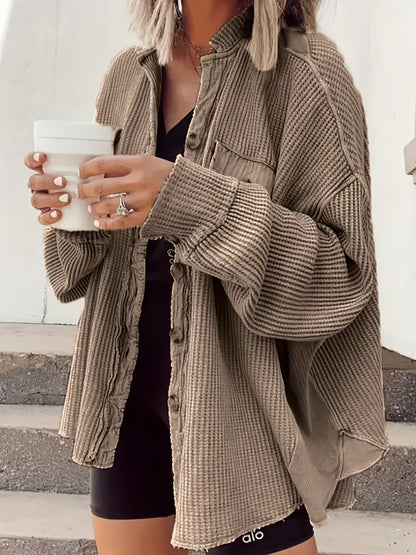 Women's Coffee Brown Knit Oversized Jacket - product view 8