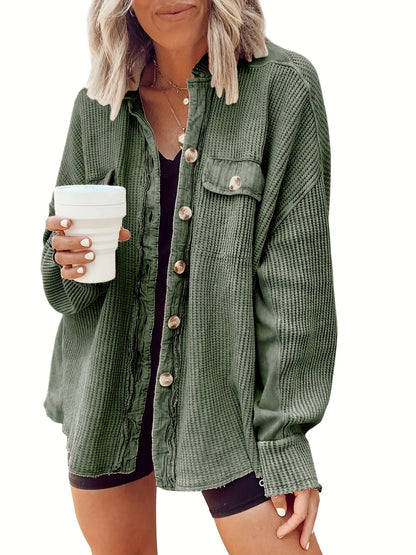 Women's Coffee Brown Knit Oversized Jacket - product view 18