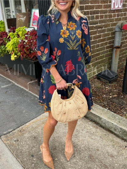 Sea Blue Polyester Floral Midi Dress - product view 2