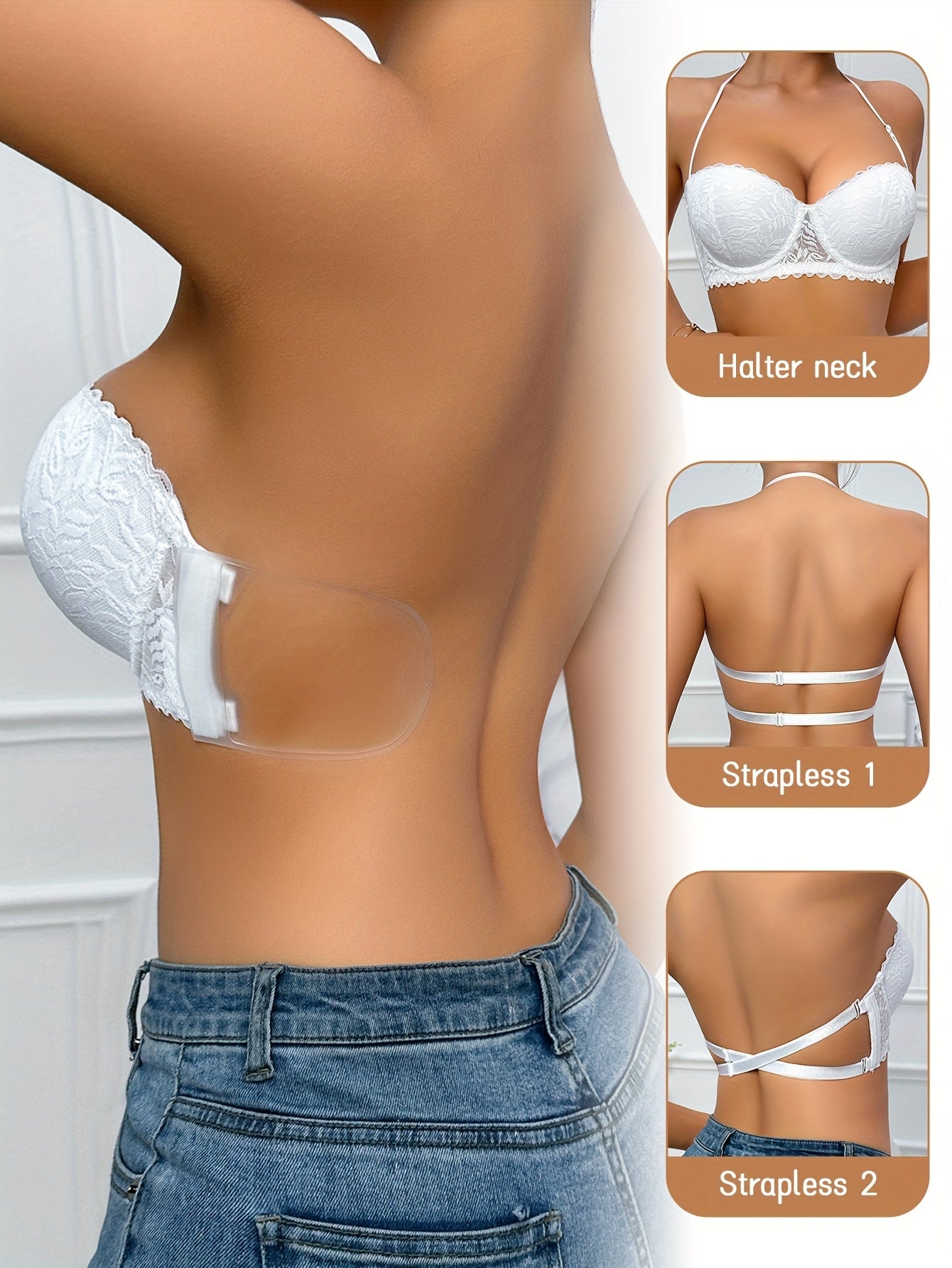 Women's White Lace Bra - product view 5